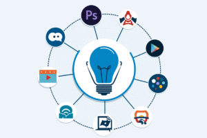 a flat infographic style diagram a central ai icon connected by lines to logos or symbols represen bwrt8p1x17zzjj5p5vyy 1